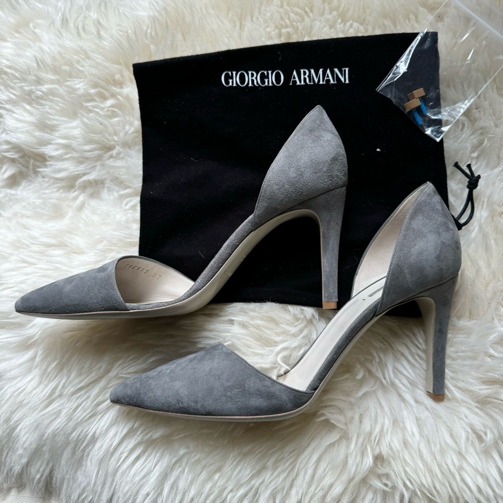 Giorgio Armani Diaz Grey Suede Heels